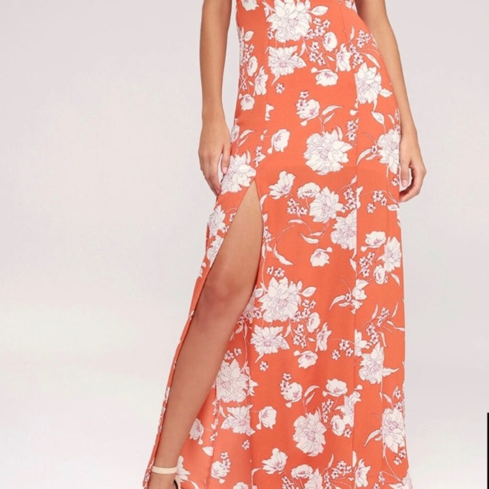 Lulu’s Coral Maxi Dress - Picture 2 of 4
